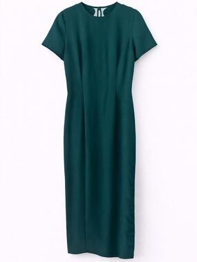 Maggy London Sheath Dress Size 10 Lace Detail Green Midi Formal Wedding Guest